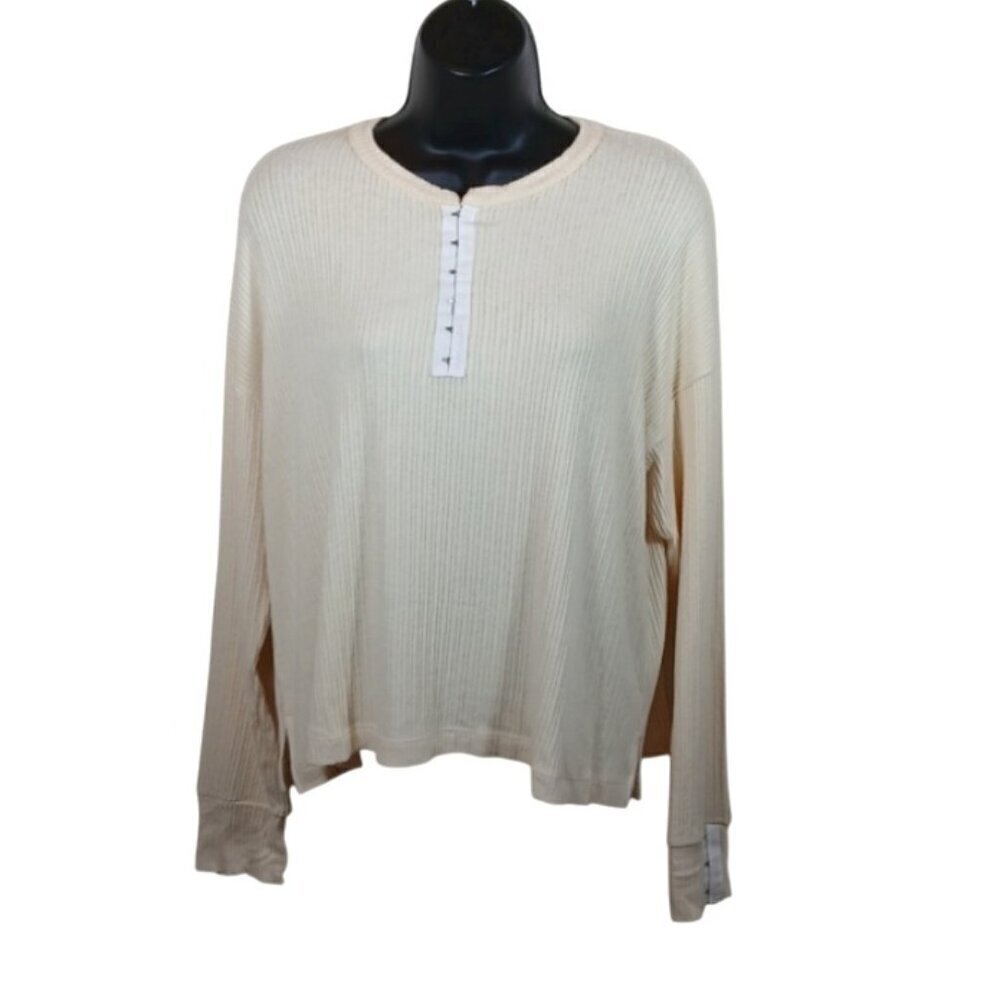 LNA ribbed knit sweater in cream size Small